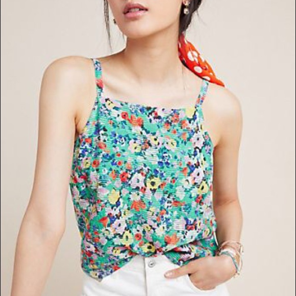 Anthropologie Quinn Textured Cami Floral Sz 8